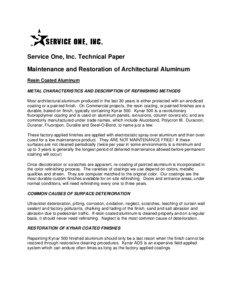 Service One, Inc. Technical Paper Maintenance and Restoration of Architectural Aluminum Resin Coated Aluminum