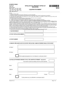 PATENTS FORM 3 Patents Act (Cap[removed]Patents Rules Rules 10(3), 11(3),15(2), 16(2), 17(3), 52(4),54(4), 65(3), 69(2),