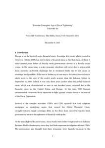 “Eurasian Contagion: Age of Fiscal Tightening” Takatoshi Ito For AEEF Conference, The Shilla, Seoul, 9-10 December 2011 December 9, [removed]Introduction