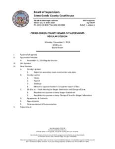 Board of Supervisors Cerro Gordo County Courthouse 220 North Washington Avenue Mason City, IA[removed]Ph[removed] * Fax[removed]