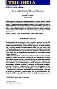 THEORIA, 2009, 75, 344–357 doi:[removed]j[removed]01048.x On the Modal Content of A Posteriori Necessities theo_1048
