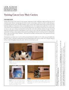 Training Cats to Love Their Carriers OVERVIEW Fig.A: If the cat really dislikes being confined, start by feeding her daily meals just outside the carrier.