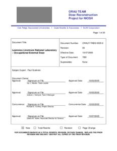 ORAU TEAM Dose Reconstruction Project for NIOSH Oak Ridge Associated Universities I Dade Moeller & Associates I MJW Corporation Page 1 of 20