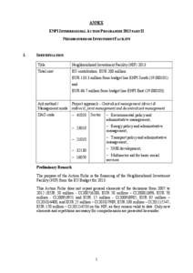 ANNEX ENPI INTERREGIONAL ACTION PROGRAMME 2013 PART II NEIGHBOURHOOD INVESTMENT FACILITY 1.