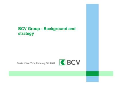 BCV Group - Background and strategy Boston/New York, February 5th[removed]