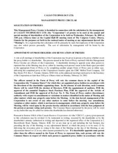 CALIAN TECHNOLOGY LTD. MANAGEMENT PROXY CIRCULAR SOLICITATION OF PROXIES This Management Proxy Circular is furnished in connection with the solicitation by the management of CALIAN TECHNOLOGY LTD. (the 