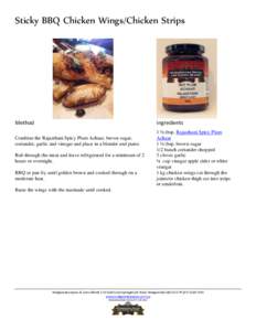 Sticky BBQ Chicken Wings/Chicken Strips  Method Ingredients