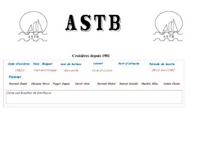 ASTB  ASTB Croisières depuis 1981 Code Croisières