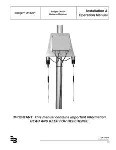 Badger® ORION®  Badger ORION Gateway Receiver  Installation &