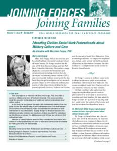 Joining Forces  Joining Families Volume 12, Issue 2 • Spring 2012