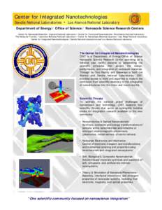 Center for Integrated Nanotechnologies Sandia National Laboratories • Los Alamos National Laboratory Department of Energy / Office of Science / Nanoscale Science Research Centers
