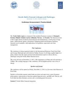 Nordic-Baltic Financial Linkages and Challenges; Details; December 13, 2013, Tallinn, Estonia