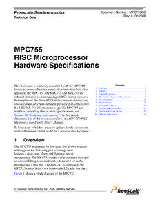 MPC755 RISC Microprocessor Hardware Specifications