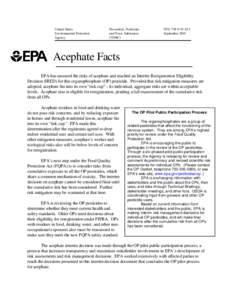 Acephate Fact Sheet, EPA 738-F[removed], September 2001