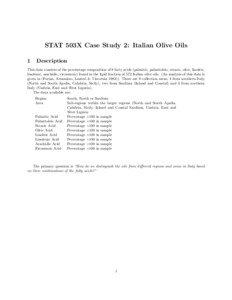 STAT 503X Case Study 2: Italian Olive Oils 1