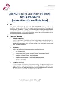 Comité central Commission technique Pool transport Jeunes chauffeurs  Directive pour le versement de prestations particulières