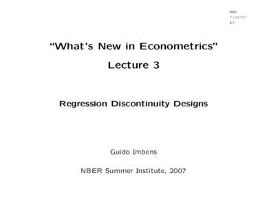 WNE[removed] #3 “What’s New in Econometrics” Lecture 3