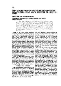 Some Further Observations on Protein Fractions Isolated from Wheat Leaves Subjected to Moisture Stress