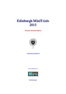 Edinburgh MiniTrials 2013 Forensic Scientist Edition The Faculty of Advocates