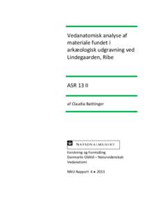 Vedanatomisk analyse af materiale fundet i arkæologisk udgravning ved Lindegaarden, Ribe  ASR 13 II