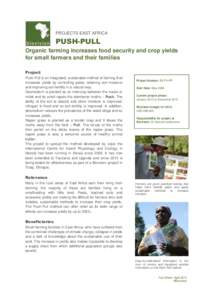 PROJECTS EAST AFRICA  PUSH-PULL Organic farming increases food security and crop yields for small farmers and their families Project