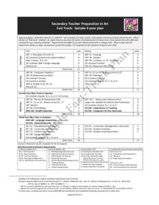    	
   Secondary	
  Teacher	
  Preparation	
  in	
  Art	
   Fast	
  Track:	
  	
  Sample	
  4-­‐year	
  plan	
   	
  