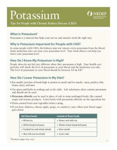 Potassium  National Kidney Disease Education Program  Tips for People with Chronic Kidney Disease (CKD)