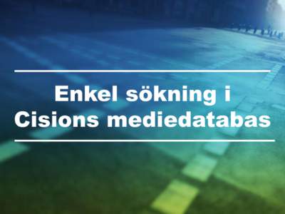 Enkel sökning i Cisions mediedatabas Sök efter kontakter och medier I Cisions mediedatabas Plan kan du söka bland kontakter i dina egna listor och bland kontakter i Cisions mediedatabas.