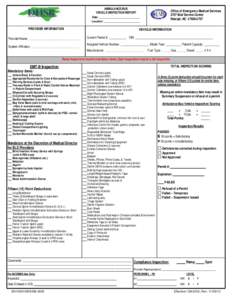 NC DHSR OEMS: Ambulance Bus Vehicle Inspection Report