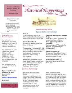 Casterton and District Historical Society Inc Newsletter NovemberHistorical Happenings