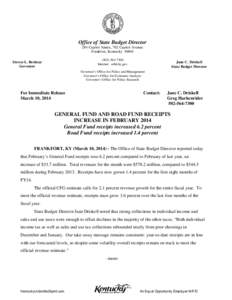 Office of State Budget Director 284 Capitol Annex, 702 Capitol Avenue Frankfort, Kentucky[removed]7300 Internet: osbd.ky.gov