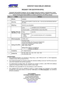 KTMB / Request for quotation / Keretapi Tanah Melayu / Rail transport in Malaysia / Procurement