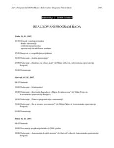ISP:::Program ASTRONOMIJE:::Rukovodilac Programa Nikola Božić  2007. Astronomija 2 – ZIMSKI seminar