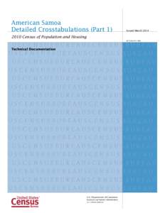 American Samoa Detailed Crosstabulations (Part 1) Issued March[removed]Census of Population and Housing