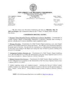 NEW JERSEY LAW REVISION COMMISSION Vito A. Gagliardi, Jr., Chairman Peter J. Barnes III Andrew O. Bunn Albert Burstein John J. Farmer, Jr.