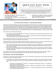 Phau 6, Tsab 1, Peb Hlis Ntuj Xyoo[removed]Tsab ntawv xov xwm no yog rau cov neeg zov me nyuam hauv Wisconsin Txoj Kev Pab Nqi Zov Me Nyuam (Shares Child Care Subsidy Program), ib txoj kev pab them rau cov tsev neeg txom n