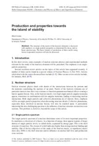 EPJ Web of Conferences 131, DOI: epjconfNobel Symposium NS160 – Chemistry and Physics of Heavy and Superheavy Elements