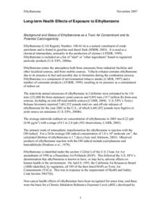 Ethylbenzene  November 2007 Long-term Health Effects of Exposure to Ethylbenzene