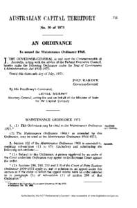 No. 30 of[removed]AN ORDINANCE To amend the Maintenance Ordinance[removed]I