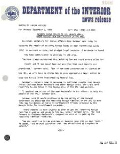 BUREAUOF INDIAN AFFAIRS  For Release September 1, 1988 Carl