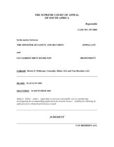 THE SUPREME COURT OF APPEAL OF SOUTH AFRICA Reportable CASE NO: [removed]In the matter between