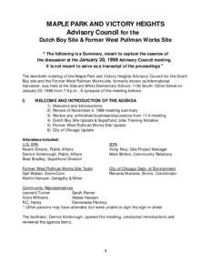 [removed]Minutes of Maple Park and Victory Heights Advisory Council for the Dutch Boy Site & Former West Pullman Works Site