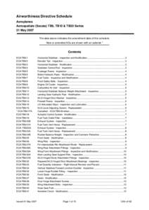 Airworthiness Directive Schedule - Aeroplanes - Aerospatiale (Socata) TB9, TB10 & TB20 Series