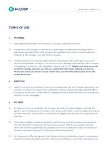 Terms of Use | HubDSP | 1  TERMS OF USE 1.