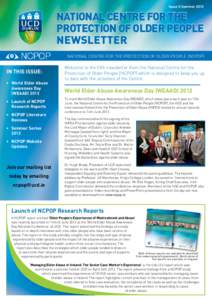 Issue 5 Summer[removed]National Centre for the Protection of Older People NEWSLETTER National Centre for the Protection of Older People (NCPOP)