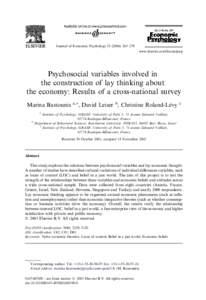 Psychosocial variables involved in lay thinking about the economy