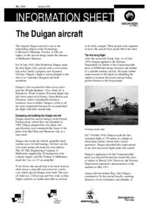 No[removed]January 2001 INFORMATION SHEET The Duigan aircraft