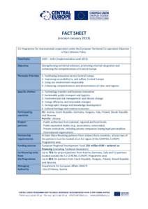 FACT SHEET  (version JanuaryEU Programme for transnational cooperation under the European Territorial Co-operation Objective of the Cohesion Policy Timeframe