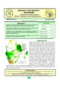 REGIONAL FOOD SECURITY PROGRAMME GROWING SEASON STATUS Rainfall, Vegetation and Crop Monitoring[removed]Issue 2