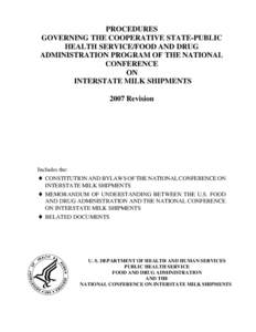 Agriculture / Raw milk / Food and Drug Administration / Dairy product / Dairy / Powdered milk / National Milk Laboratory Certification Program / Grade A Pasteurized Milk Ordinance / Milk / Food and drink / Livestock